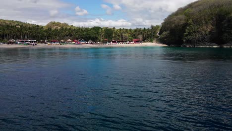 Slow-revealing-of-beautiful-Virgin-Beach-in-East-Bali,-Karangasem,-Indonesia