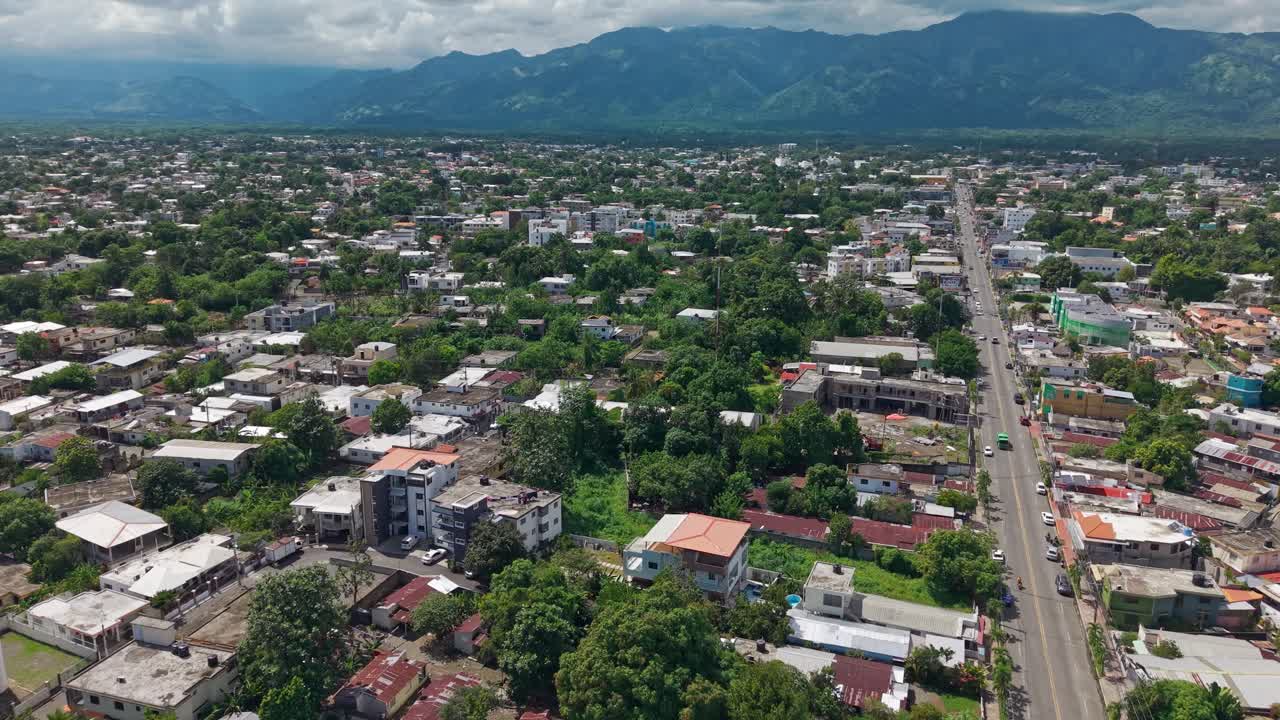 Monseñor Nouel Province - City Surrounded By Majestic Mountains And Abundant Tropical Vegetation In Dominican Republic - Drone Shot
