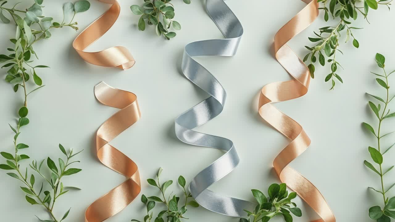 우아한 리본과 잎자루 배열