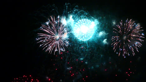 hermosa celebración abstracto colorido espectáculo de fuegos artificiales en el fondo de la noche