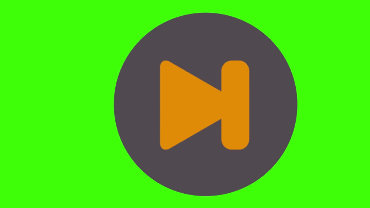 animación del icono del botón de finalización en una pantalla verde