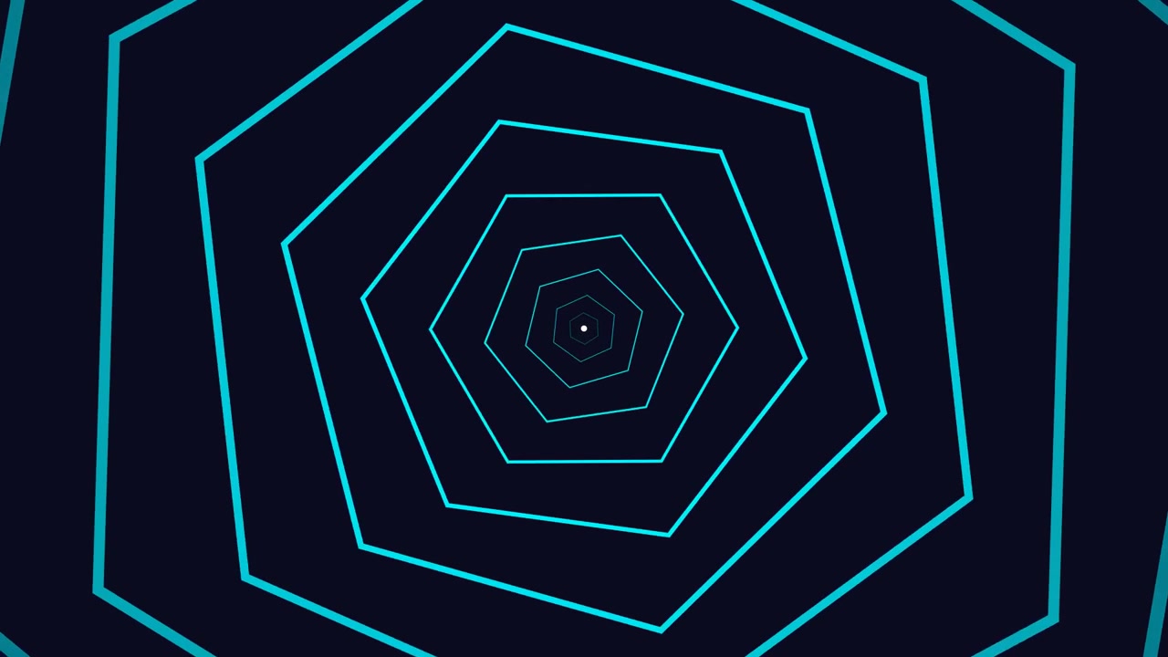 Abstract Motion Background with Pulsing Cyan Hexagons