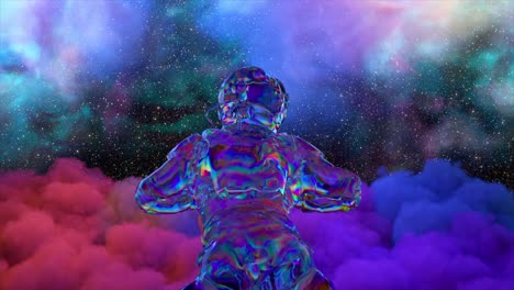 astronaut in a cosmic nebula