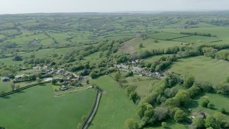 aerial of devon countryside on a bright and sunny day