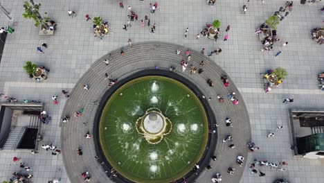 gazebo with central fountain and overhead shot