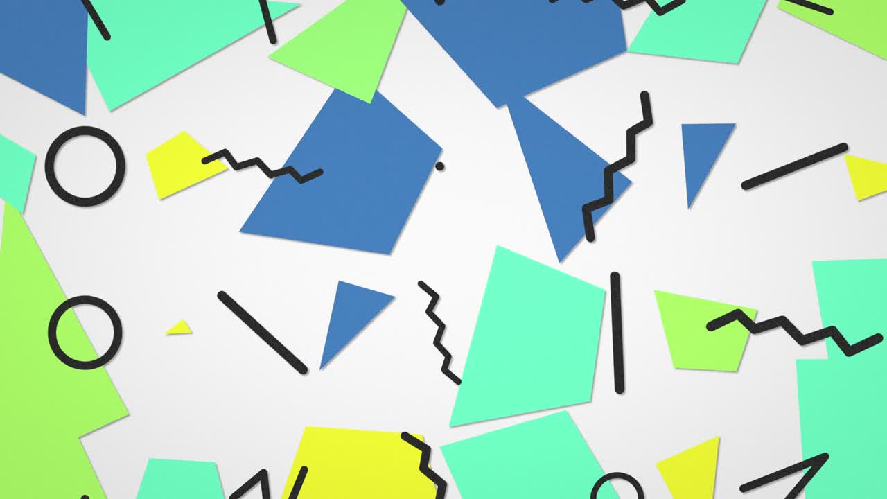 grandes formas geométricas coloridas en el estilo de los años 80