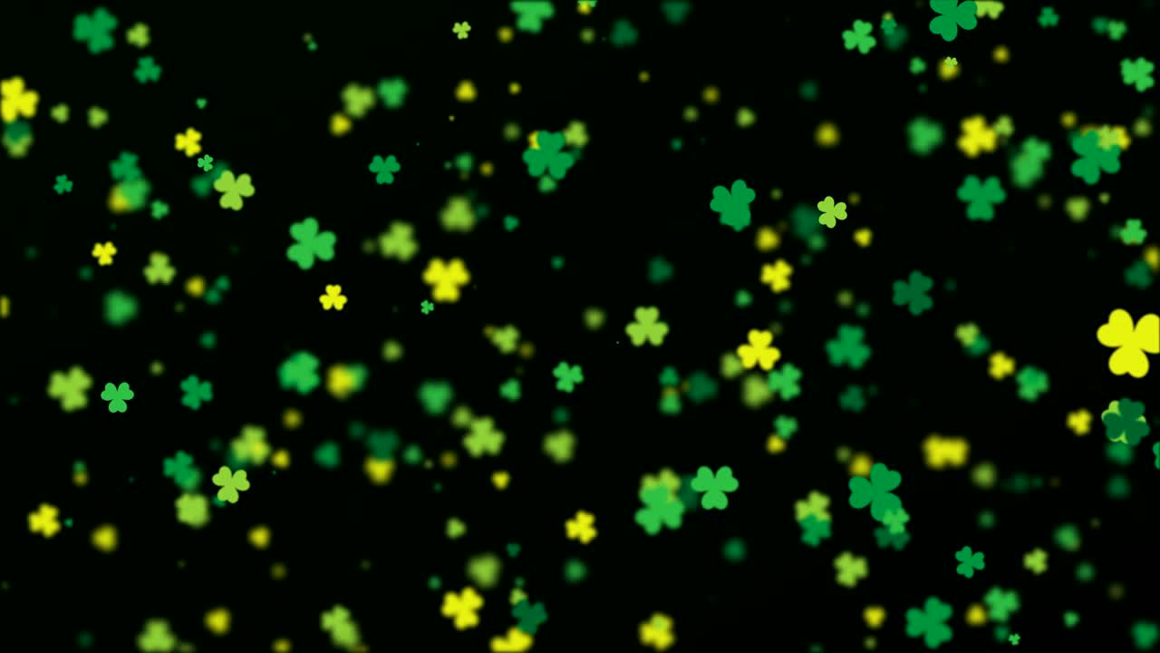 hojas de trébol voladoras abstractas en bucle