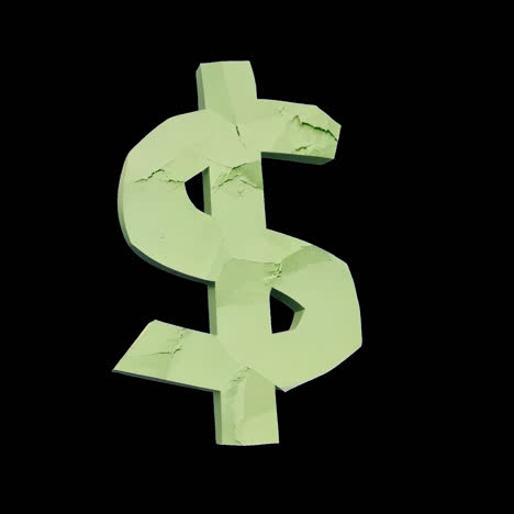 paper craft dollar sign animation isolated asset, transparent 4k video, alpha channel, prores 4444