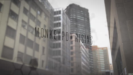 animation of monkey pox over cityscape