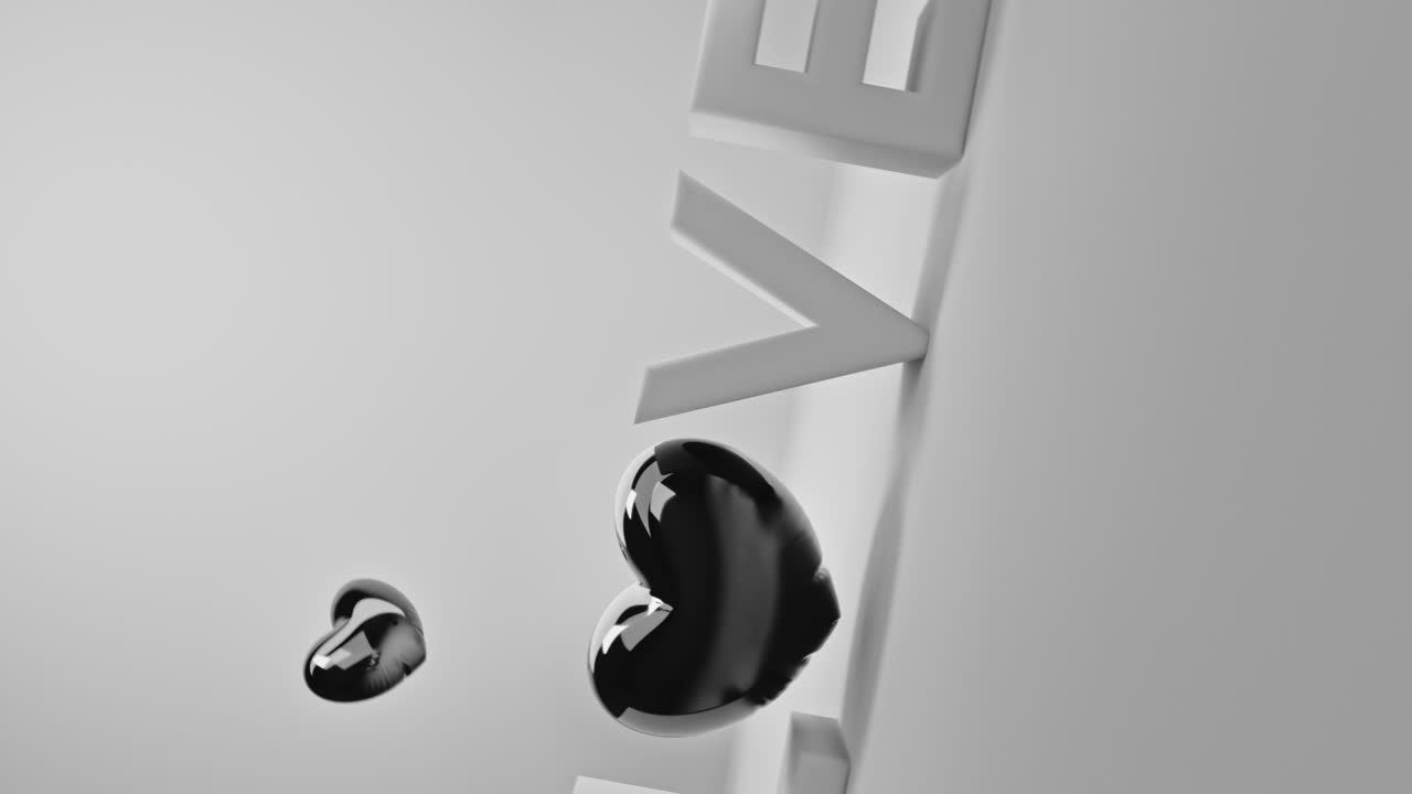 White love letters sign with the black heart instead of "O" letter