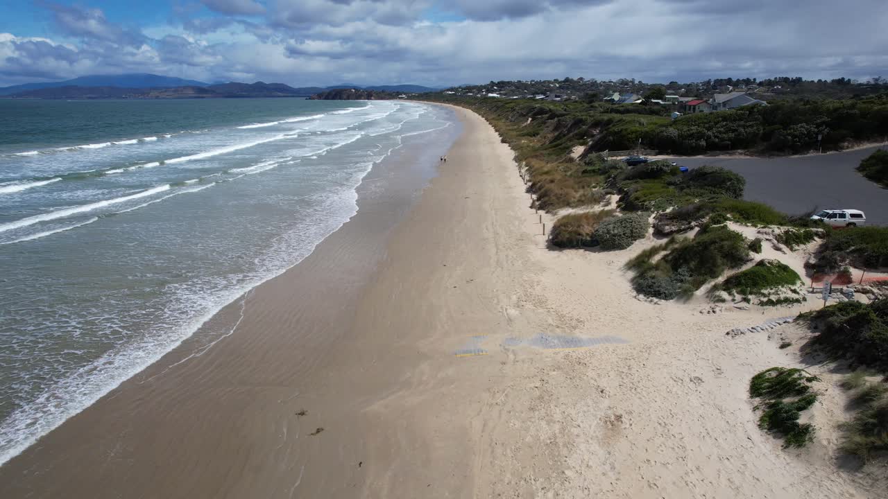 Drone Shot Of Carlton Beach In Carlton, Tasmania, Australia