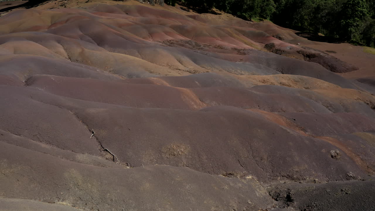 Pan shot of colorful seven earth hill landscape in Mauritius