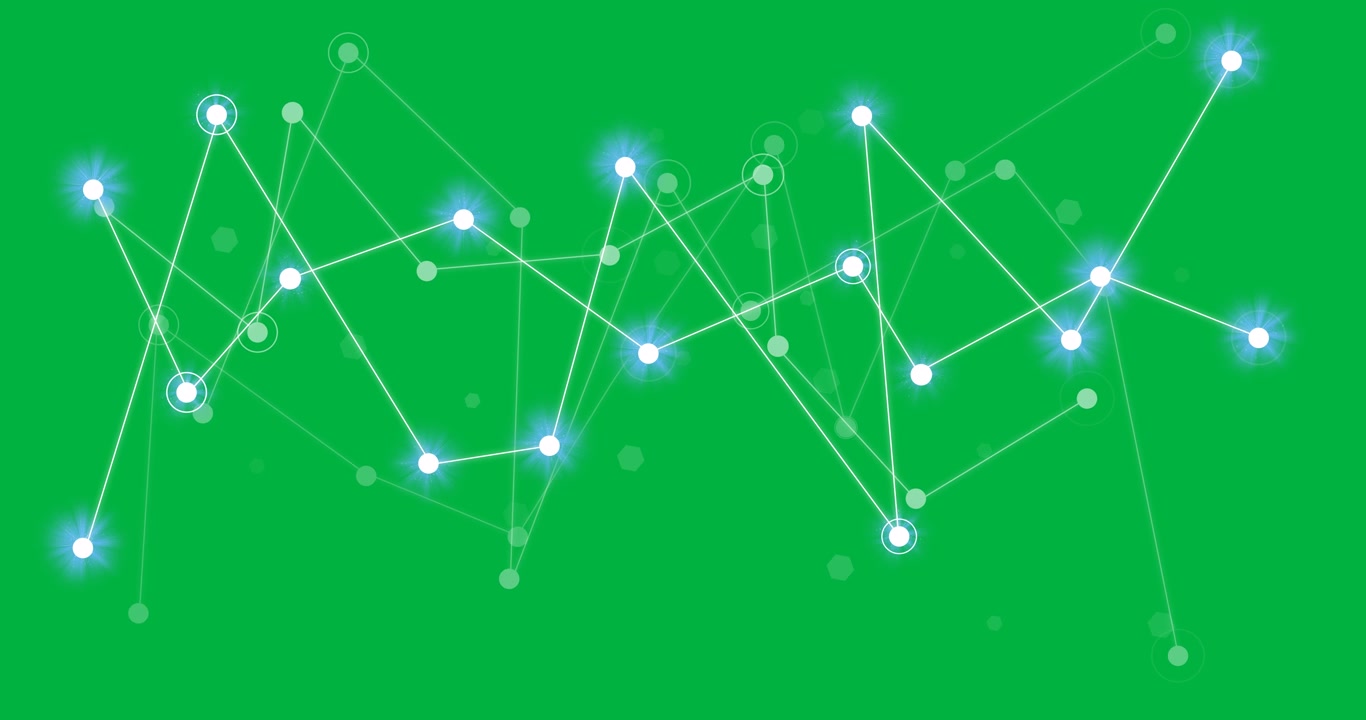 Animation of network of connections with lights over transparent background
