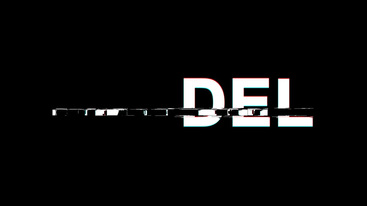 DELHI Glitch Effect Text Digital TV Distortion 4K Loop Animation