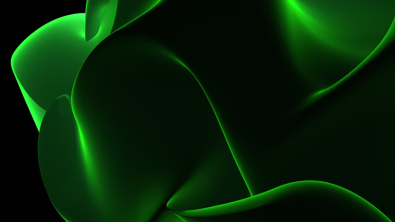 Calm drifting 3D green Nature abstract shapes with dark shadows background