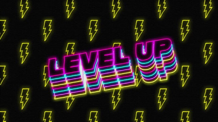 Animazione schermata di videogioco vintage con la scritta livello superiore