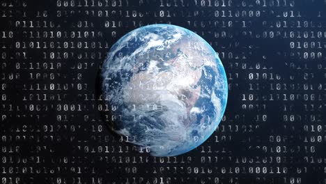 animación del procesamiento de datos sobre el mapa del mundo sobre fondo negro
