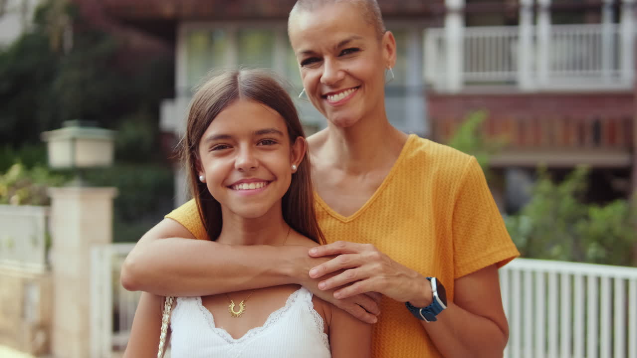 Mother and Daughter Explore the City on Foot