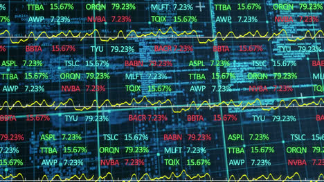 Animation-of-stock-market-display-on-glowing-background.