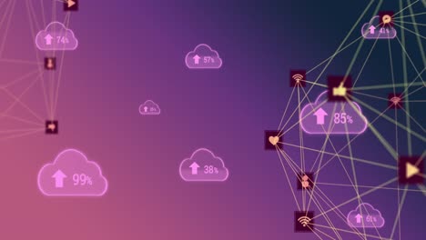 animation of network of connections on purple background