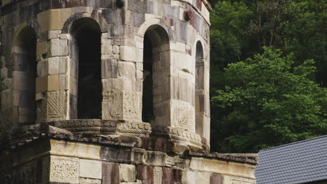 Stone-bell-tower-octagonal-belfry-of-Mtsvane-monastery-church,-Georgia