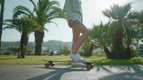 woman skateboarding in a park