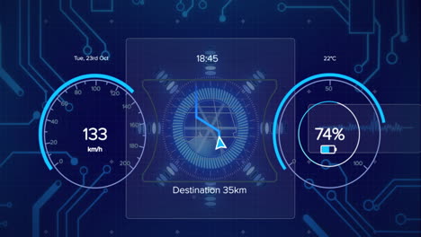 animation of financial data processing over computer circuit board