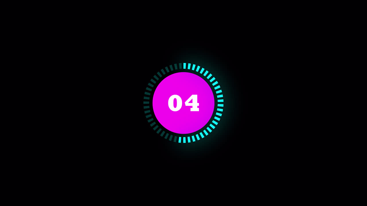 Animated Digital Countdown Timer from Nine to Zero