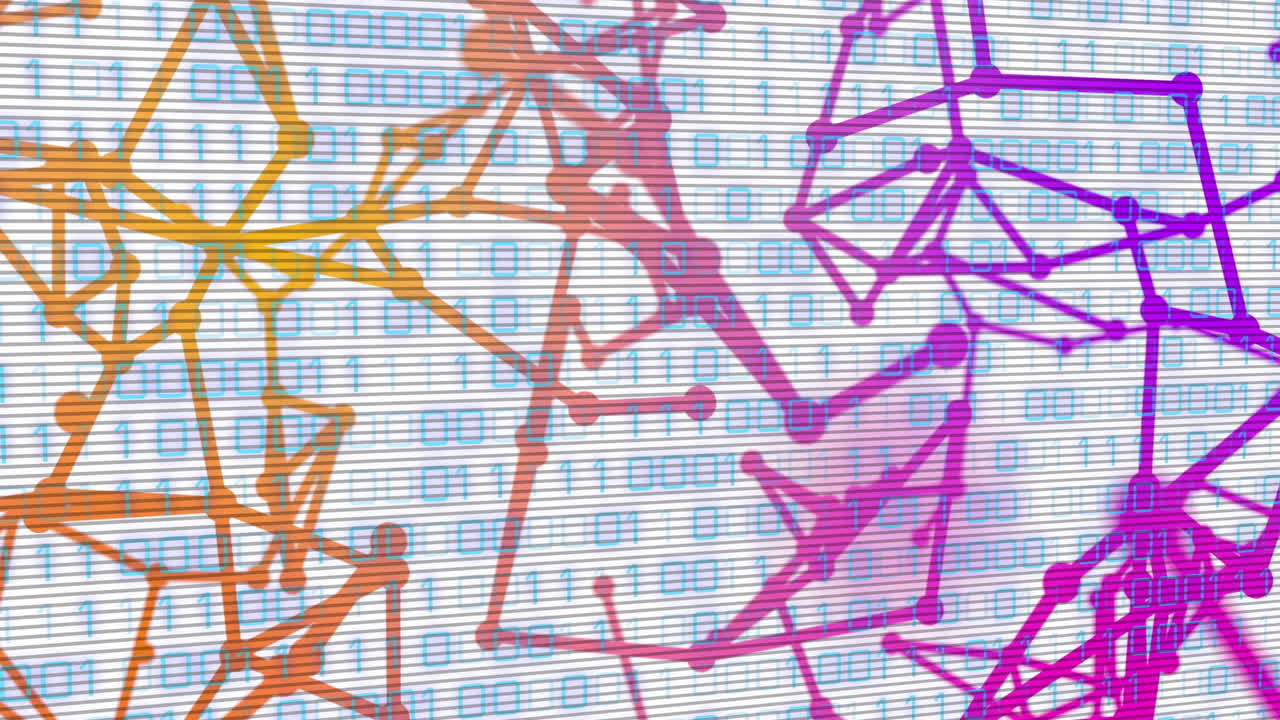animación del procesamiento de datos de codificación binaria a través de redes de conexiones
