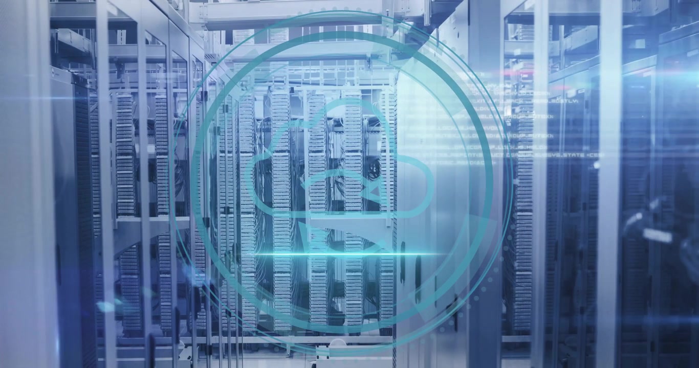 Cyber security text fading triggers HUD circles forming, scan line scanning, lock icon forming