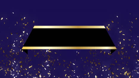 animation of black shape with copy space over confetti on blue background