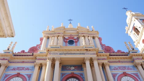 Colors-facade,-Nuestra-Señora-de-la-Candelaria-Church,-Salta,-Argentina