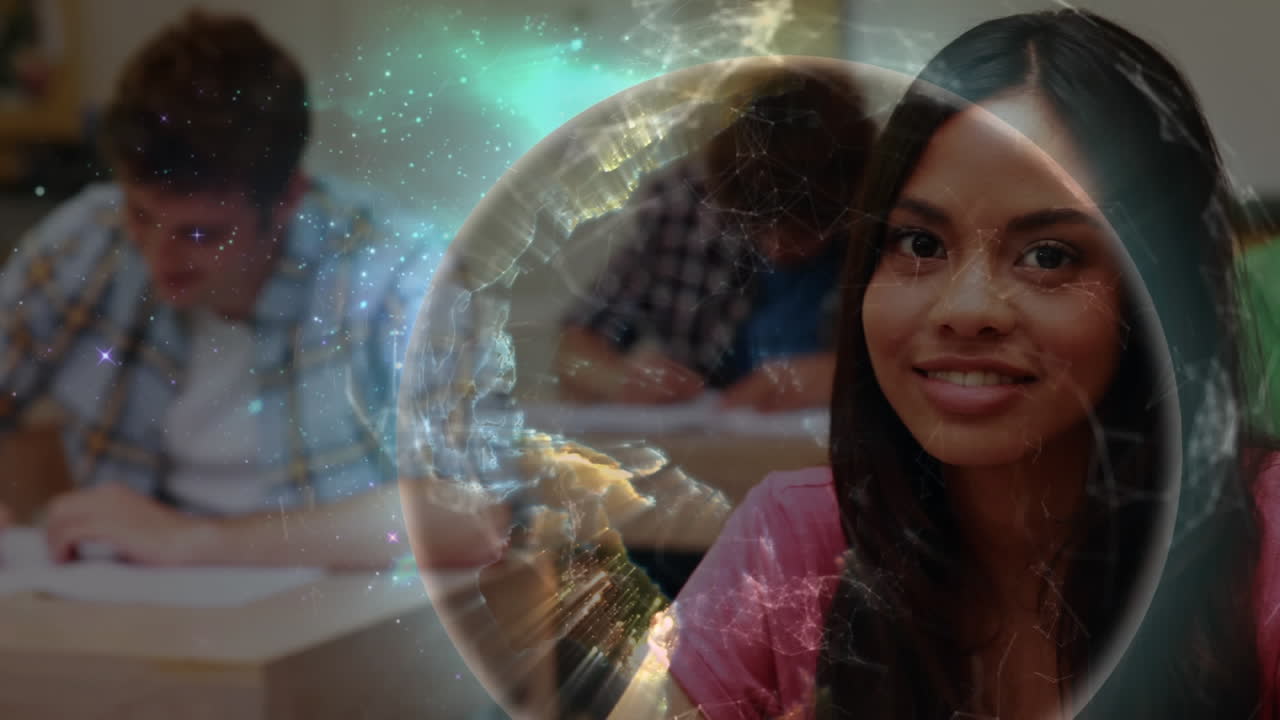 animación de la red de conexiones con el mundo sobre los estudiantes