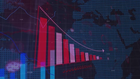 Animation-of-digital-interface-showing-statistics-with-a-world-map