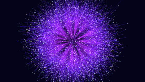 Explosión-Púrpura-Puntos-Vibrantes-Estallan-En-Un-Patrón-Circular-Cautivador-En-Negro
