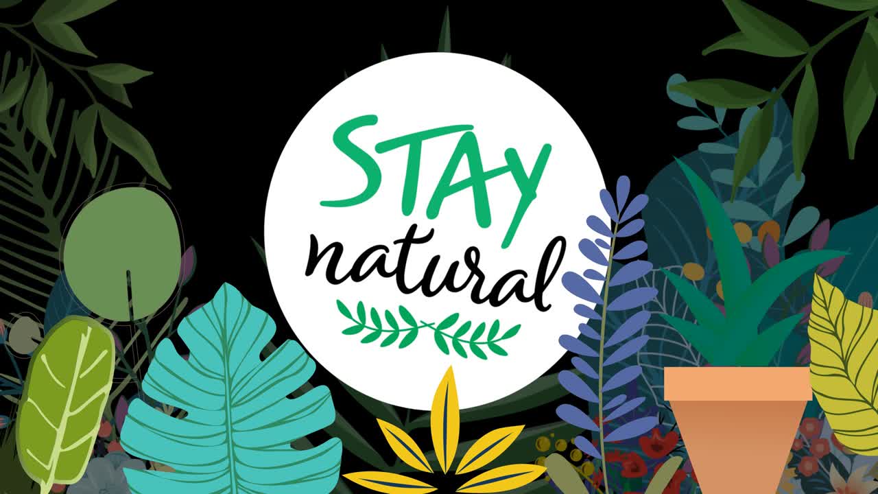 animación de la estancia natural en círculo sobre las plantas sobre fondo negro