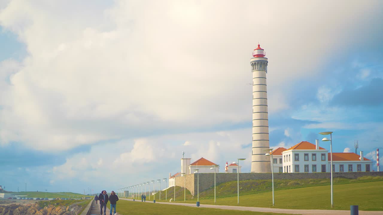 lighthouse hyperlapse with people passing by