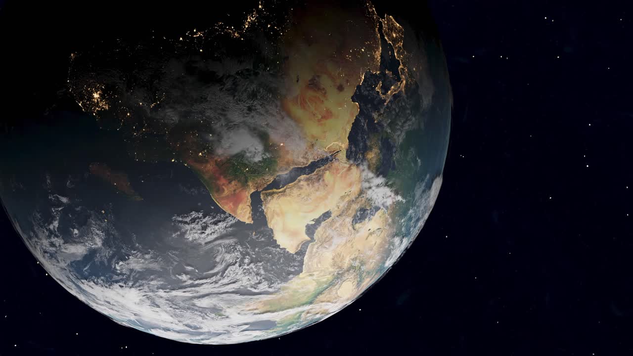 arabia saudita y áfrica desde el espacio en globo giratorio, render 3d en vertical