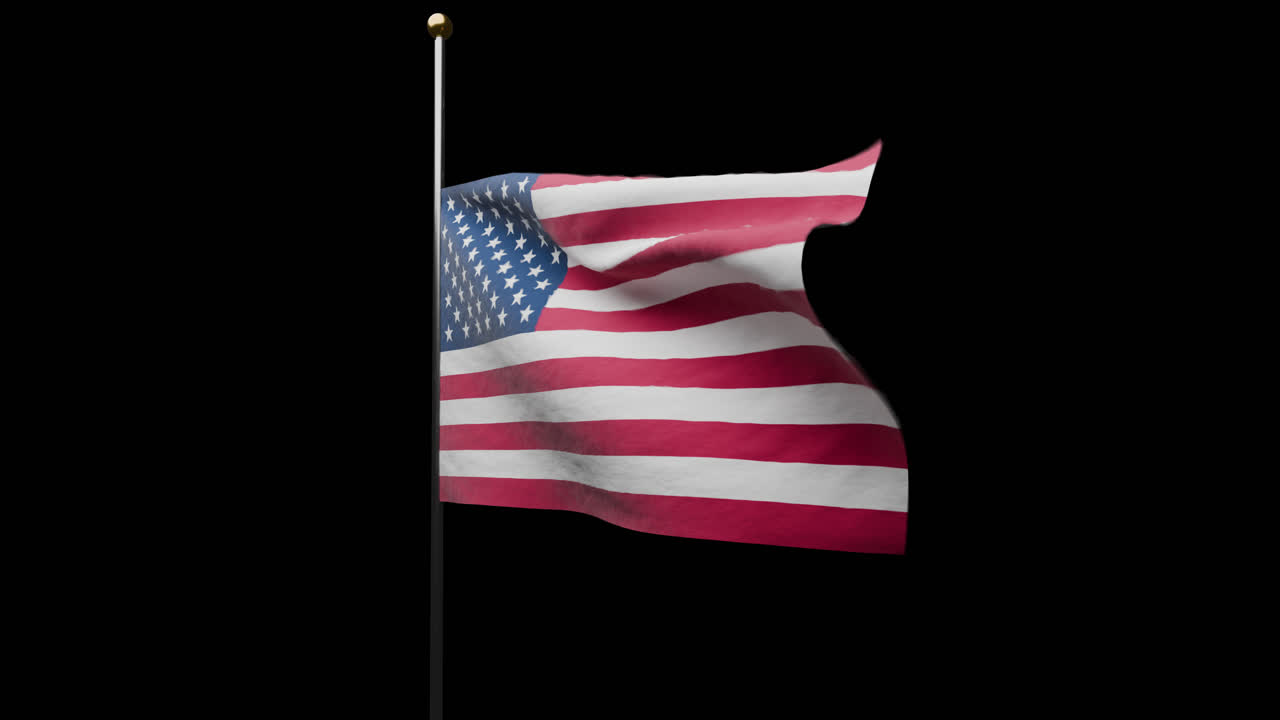 Waving United States American Flag At Half Mast Memorial Day