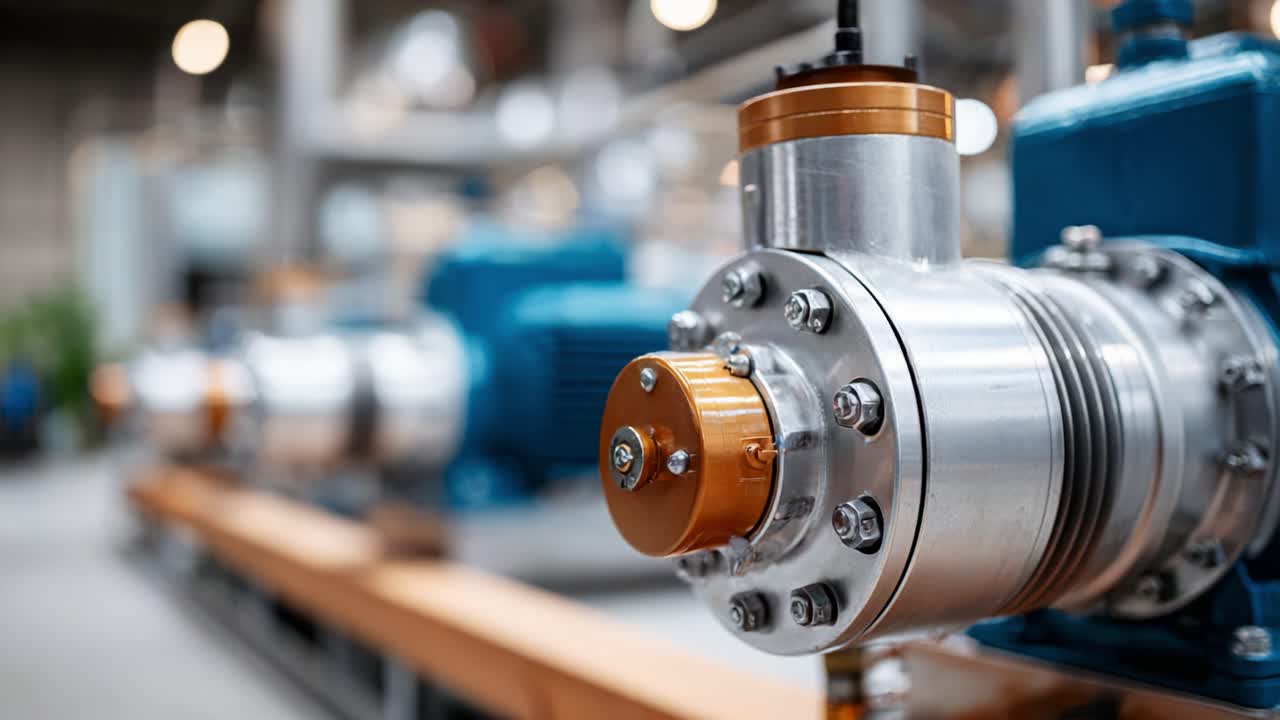 Industrial Pump System with Metal Components and Precision Engineering for Fluid Transportation in a Modern Facility Environment