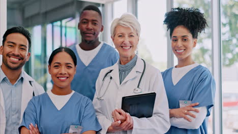 hospital, portrait and team of medical doctors
