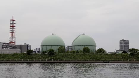 gas tank in japan, tokyo landscape 2022