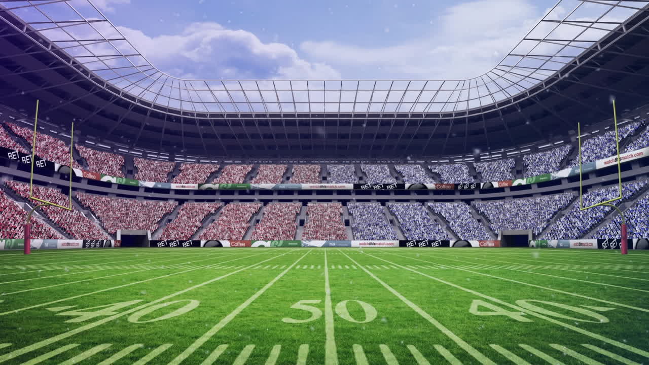 animación de la nieve cayendo sobre el estadio