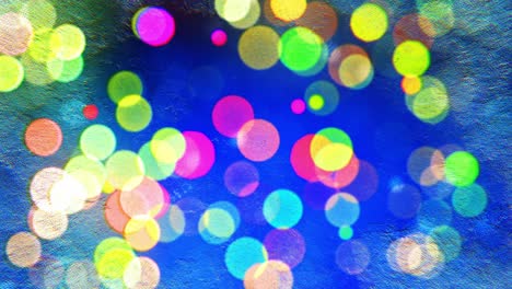 view on multicolored blur lights through winter frozen glass