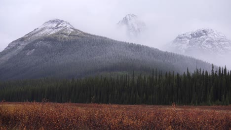 timelapse of clouds rolling over a mountain valley in kananaskis, ab canada.