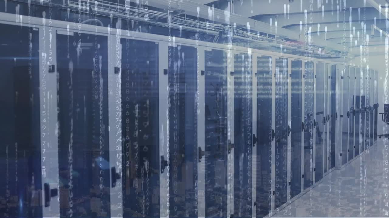 Animation of lights falling over servers