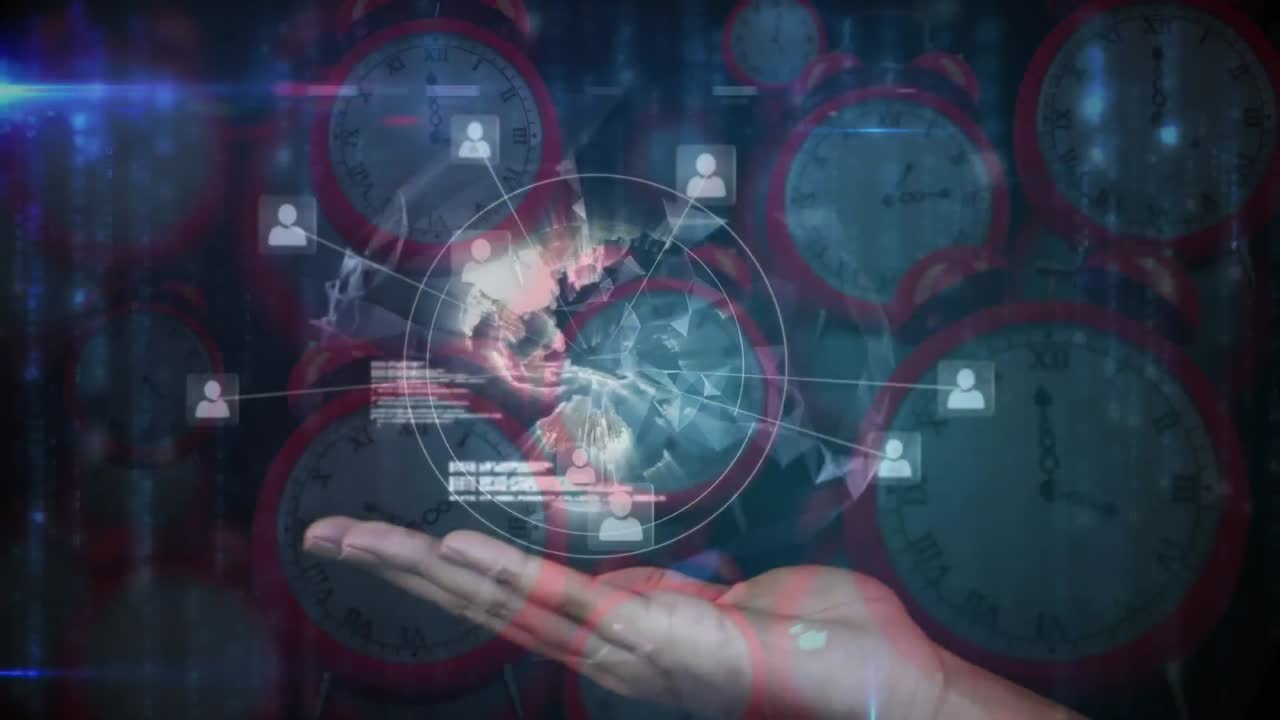 animación de la red de conexiones y procesamiento de datos en relojes de mano femeninos