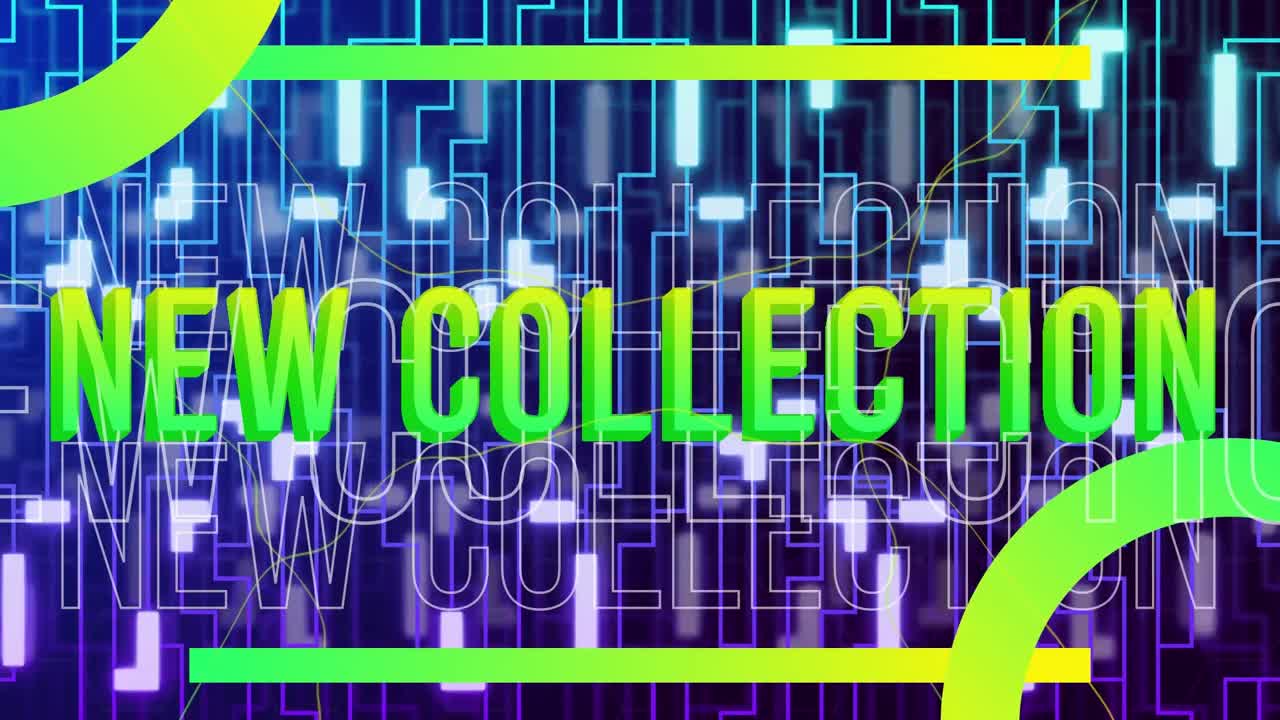 Animation of new collection text over network of connections