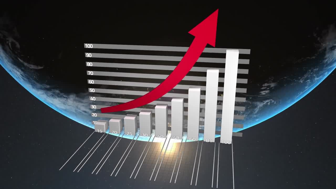 Animation of data processing and statistics over globe
