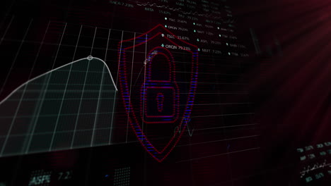 animation of padlock with statistics and data processing